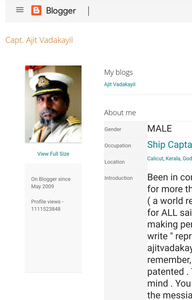 Capt Ajit Vadakayil Wiki, Age, Biography, Blog, Wife, Family & more